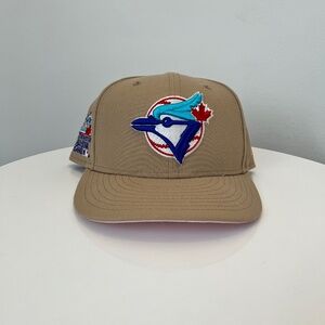 New Era 59 Fifty Khaki ( Tan ) Blue Jays Fitted Size 7 & 1/2 with All Star Patch